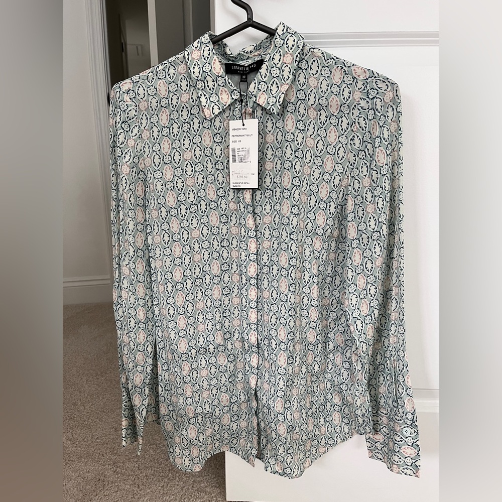 Lafayette 148 silk/viscose blouse NWT